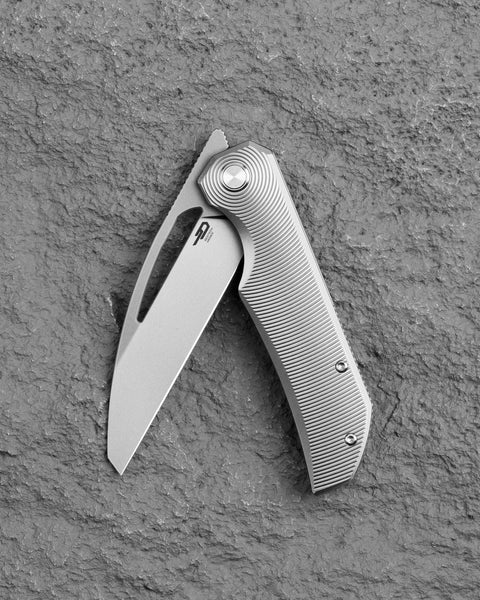 BESTECH TAIPAN BT2503A Titanium Handle: 3.73" Hollow Grinds MC Blade Frame Lock