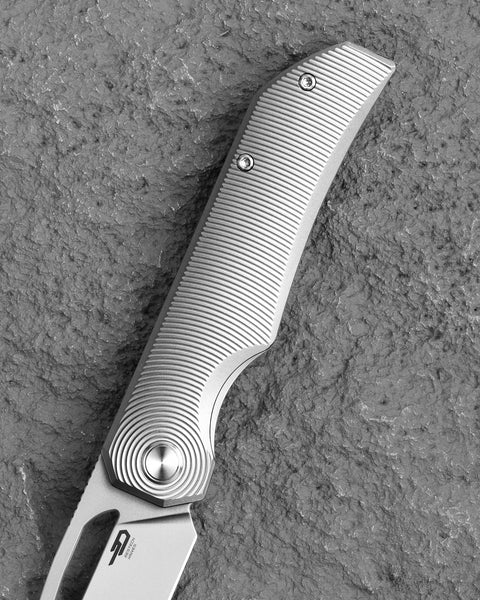 BESTECH TAIPAN BT2503A Titanium Handle: 3.73" Hollow Grinds MC Blade Frame Lock