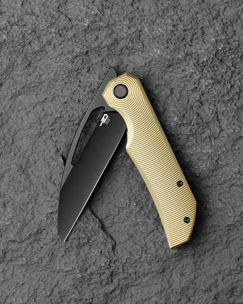 BESTECH TAIPAN BT2503B Titanium Handle: 3.73" Hollow Grinds MC Blade Frame Lock