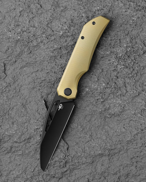 BESTECH TAIPAN BT2503B Titanium Handle: 3.73" Hollow Grinds MC Blade Frame Lock