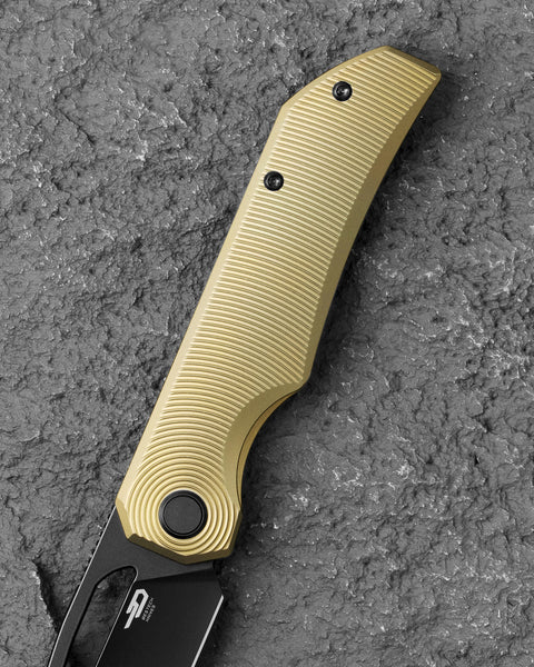 BESTECH TAIPAN BT2503B Titanium Handle: 3.73" Hollow Grinds MC Blade Frame Lock