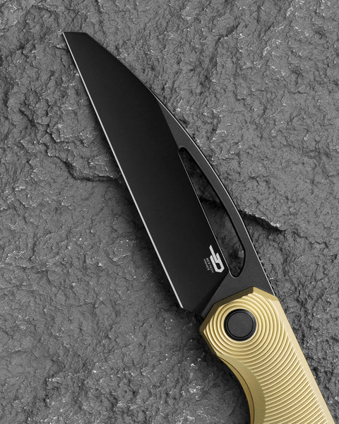 BESTECH TAIPAN BT2503B Titanium Handle: 3.73" Hollow Grinds MC Blade Frame Lock