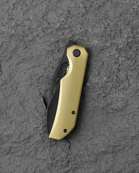 BESTECH TAIPAN BT2503B Titanium Handle: 3.73" Hollow Grinds MC Blade Frame Lock