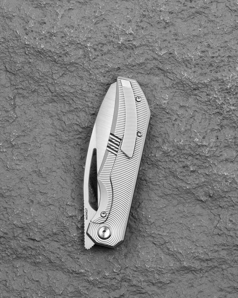 BESTECH TAIPAN BT2503C Titanium Handle: 3.73" Hollow Grinds MC Blade Frame Lock