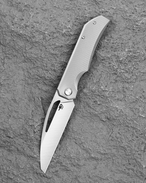 BESTECH TAIPAN BT2503C Titanium Handle: 3.73" Hollow Grinds MC Blade Frame Lock