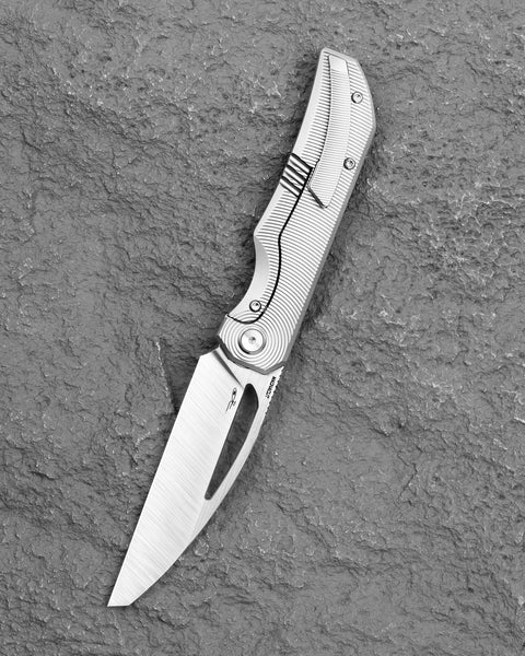 BESTECH TAIPAN BT2503C Titanium Handle: 3.73" Hollow Grinds MC Blade Frame Lock