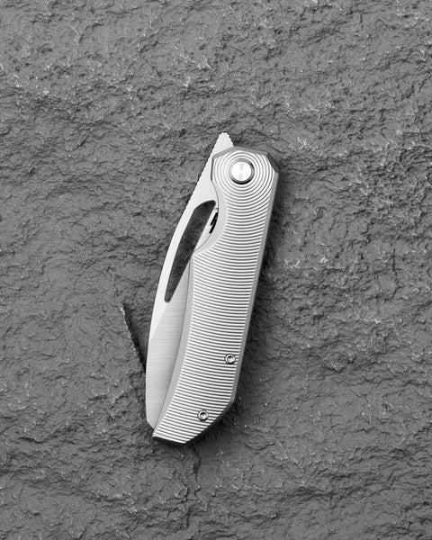 BESTECH TAIPAN BT2503C Titanium Handle: 3.73" Hollow Grinds MC Blade Frame Lock