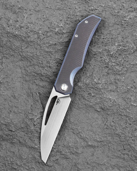 BESTECH TAIPAN BT2503D Titanium Handle: 3.73" Hollow Grinds MC Blade Frame Lock