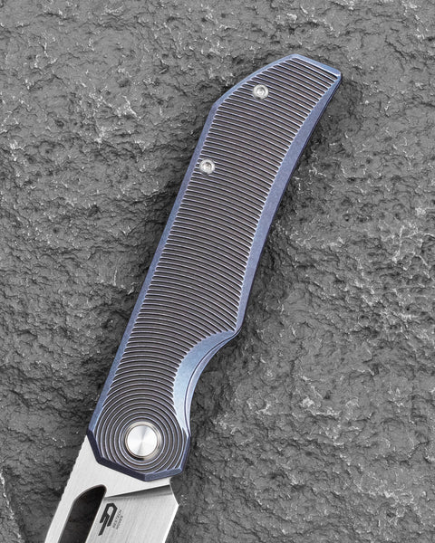 BESTECH TAIPAN BT2503D Titanium Handle: 3.73" Hollow Grinds MC Blade Frame Lock