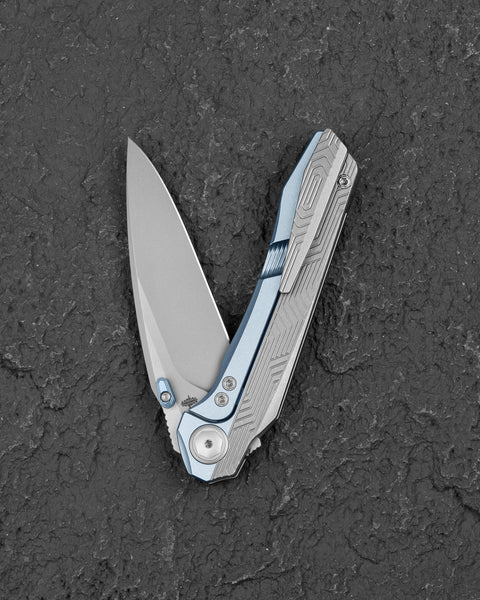 BESTECH WET NELLIE BT2505A Titanium Handle: 3.53" MC Blade Button Frame Lock