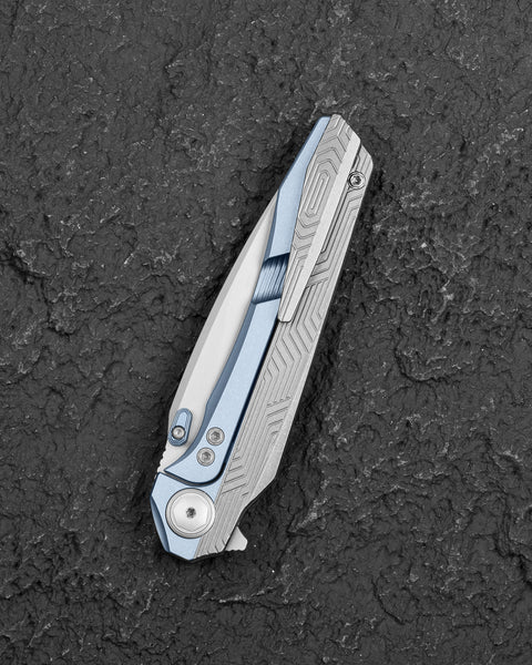 BESTECH WET NELLIE BT2505A Titanium Handle: 3.53" MC Blade Button Frame Lock