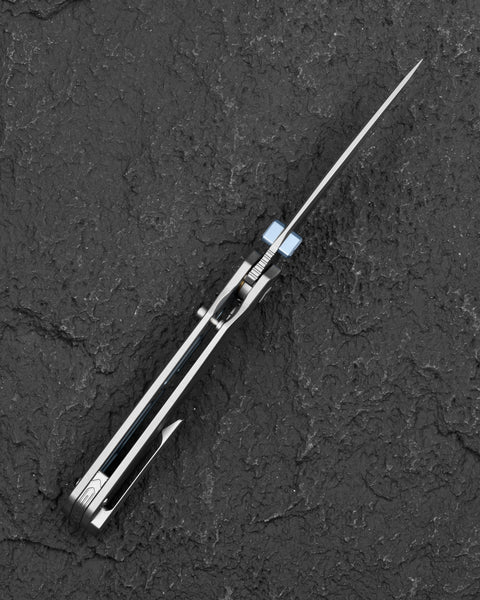 BESTECH WET NELLIE BT2505A Titanium Handle: 3.53" MC Blade Button Frame Lock