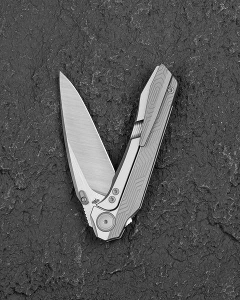 BESTECH WET NELLIE BT2505B Titanium Handle: 3.53" MC Blade Button Frame Lock