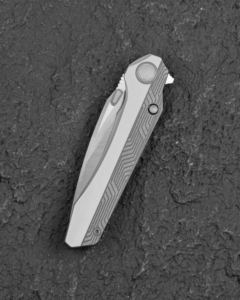 BESTECH WET NELLIE BT2505B Titanium Handle: 3.53" MC Blade Button Frame Lock