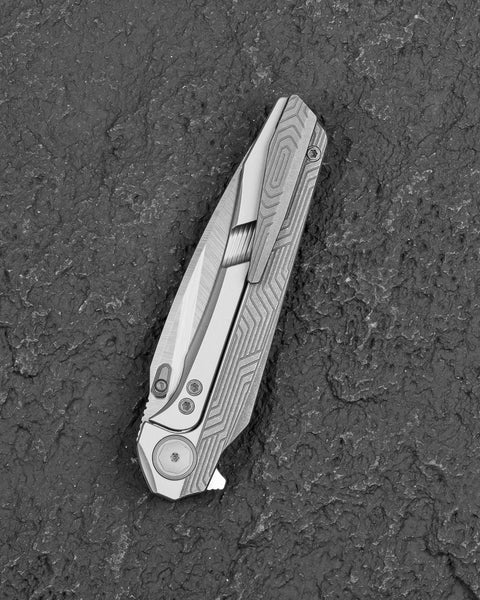 BESTECH WET NELLIE BT2505B Titanium Handle: 3.53" MC Blade Button Frame Lock