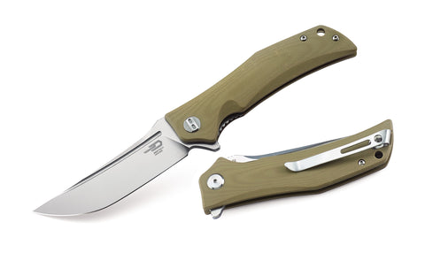 BESTECH SCIMITAR BG05C-1 Beige G10 Handle 3.5" D2 Blade