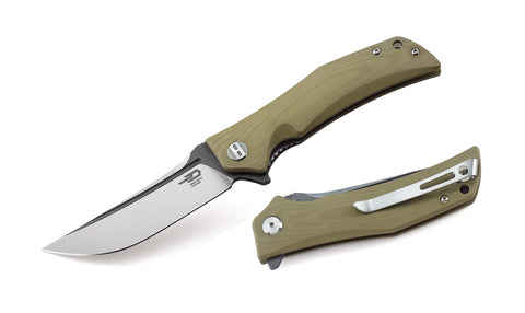 BESTECH SCIMITAR BG05C-2 Beige G10 Handle 3.5" D2 Blade