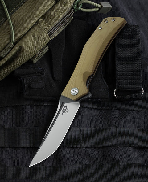 BESTECH SCIMITAR BG05C-2 Beige G10 Handle 3.5" D2 Blade