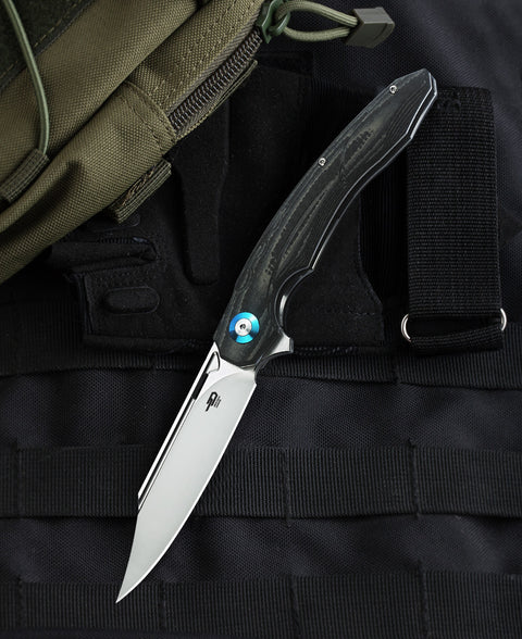 BESTECH FANGA BG18D Interlayer with Carbon Fiber and G10 Handle 4.25" D2 Blade