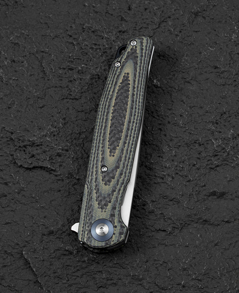 BESTECH ASCOT BG19B Interlayer with Carbon Fiber and G10 Handle 3.82" D2 Blade