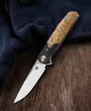 BESTECH ASCOT BG19D Interlayer with Carbon Fiber and G10+  Lightburl Wood Handle 3.82
