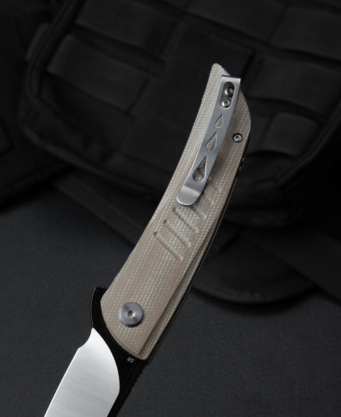 BESTECH SWIFT BG30C-2: Beige Micarta Handle 3.54" D2 Blade