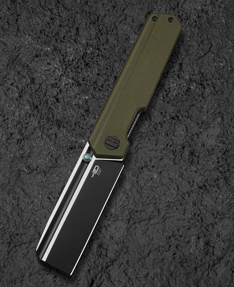 BESTECH TARDIS G10 Handle: 3.15" Black PVD+Satin D2 Blade Liner Lock BG54C
