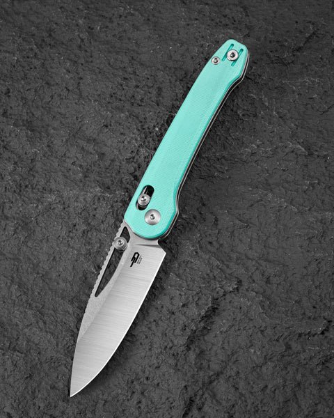 BESTECH COBBER BG68B Light Blue G10 Handle: 3.37" 14C28N Blade, Bar Lock, Thumb Hole, Thumb Studs