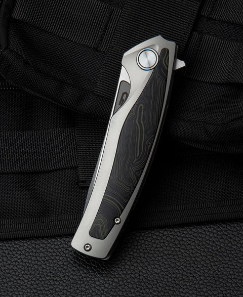 BESTECH PREDATOR BT1706F 3.54" CPM-S35VN Blade Titanium+Black Green G10 onlayed Handle