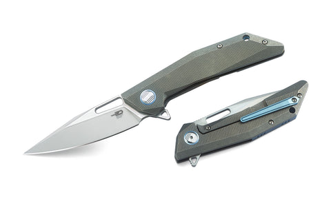 BESTECH SHRAPNEL BT1802A 3.54" CPM-S35VN Blade 6AL4V Titanium with carbon fiber inlayed Handle