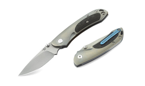 BESTECH JUNZI BT1809A Titanium+Carbon Fiber inlayed Handle: 2.76" CPM-S35VN Blade