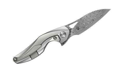 BESTECH THE RETICULAN BT1810G Titanium Handle: 2.09" Damascus Blade