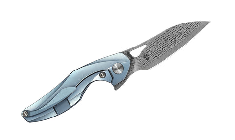 BESTECH THE RETICULAN BT1810H Titanium Handle: 2.09" Damascus Blade