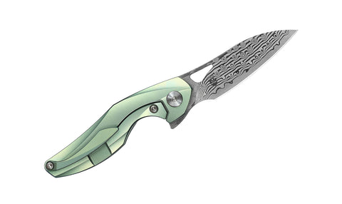 BESTECH THE RETICULAN BT1810I Titanium Handle: 2.09" Damascus Blade