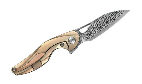 BESTECH THE RETICULAN BT1810J Titanium Handle: 2.09" Damascus Blade