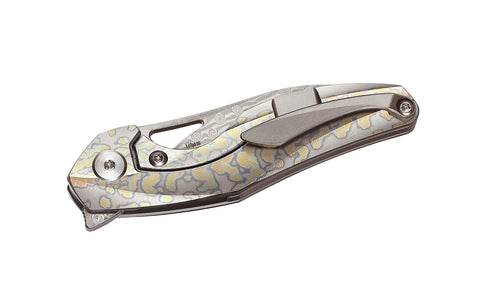 BESTECH THE RETICULAN BT1810K Titanium Handle: 2.09" Damascus Blade