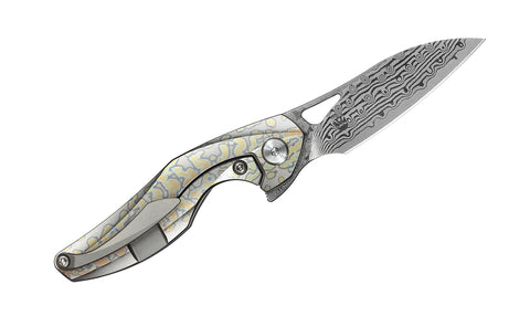 BESTECH THE RETICULAN BT1810K Titanium Handle: 2.09" Damascus Blade