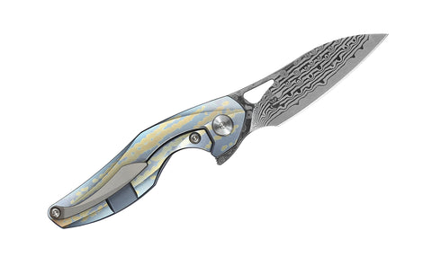 BESTECH THE RETICULAN BT1810L Titanium Handle: 2.09" Damascus Blade