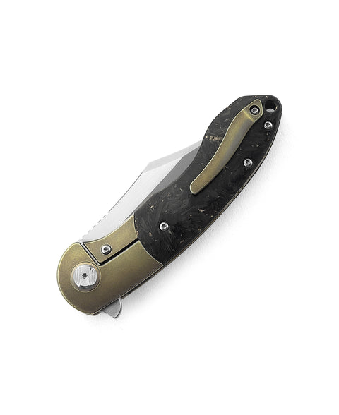 BESTECH BOWIETIE BT1906C Titanium+Carbon Fiber Inlay Handle: 3.54" M390 Blade