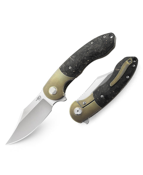 BESTECH BOWIETIE BT1906C Titanium+Carbon Fiber Inlay Handle: 3.54" M390 Blade