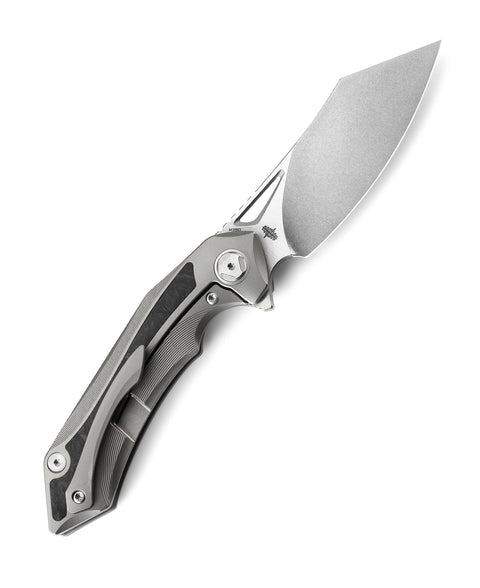 BESTECH KASTA BT1909A Titanium and Marble Carbon Fiber Inlay Handle: 3.46" M390 Blade