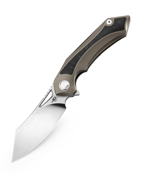 BESTECH KASTA BT1909C Titanium and Marble Carbon Fiber Inlay Handle: 3.46" M390 Blade