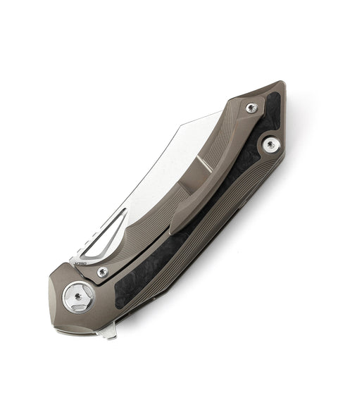 BESTECH KASTA BT1909C Titanium and Marble Carbon Fiber Inlay Handle: 3.46" M390 Blade