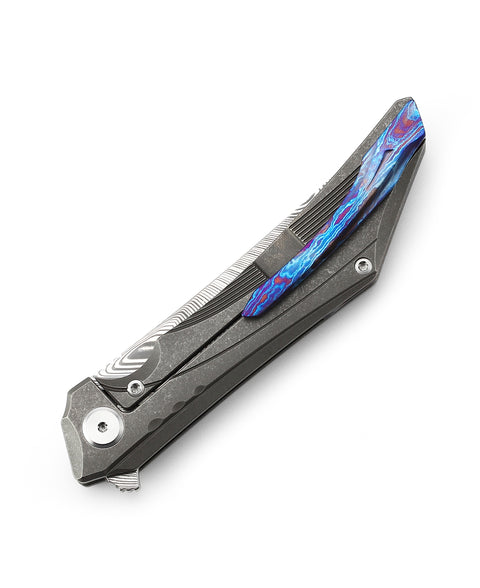 BESTECH KAMOZA BT1911D Titanium Handle: 3.62" Damasteel Blade