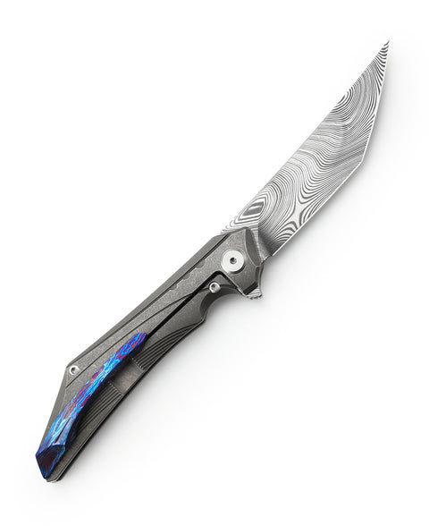 BESTECH KAMOZA BT1911D Titanium Handle: 3.62" Damasteel Blade