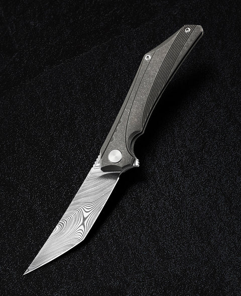 BESTECH KAMOZA BT1911D Titanium Handle: 3.62" Damasteel Blade