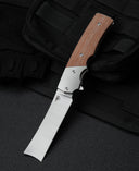 BESTECH SPANISH TIP RAZOR BT2101B Titanium+Natural Canvas Micarta Handle: 3.79