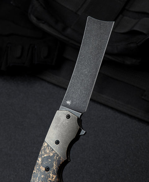 BESTECH SPANISH TIP RAZOR BT2101C Titanium+Carbon Fiber With Copper Foil Handle: 3.79" M390 Blade