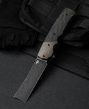 BESTECH SPANISH TIP RAZOR BT2101E Titanium+Black Green G10 Handle: 3.79