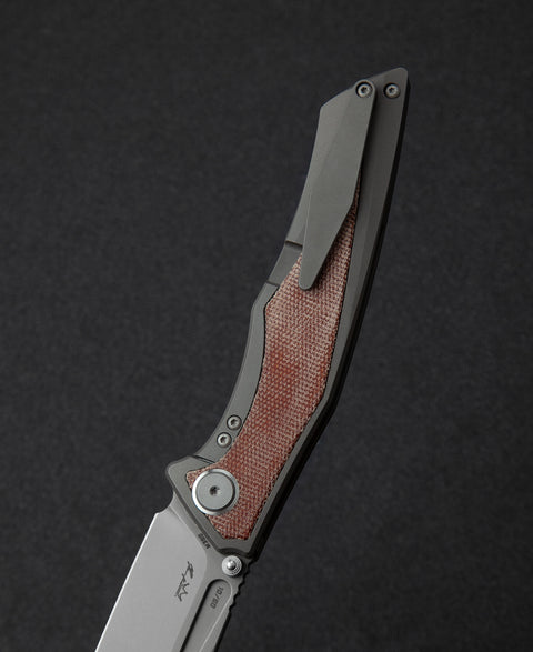 BESTECH TOGATTA BT2102A Titanium+Natural Canvas Micarta Inlay Handle: 3.74" M390 Blade
